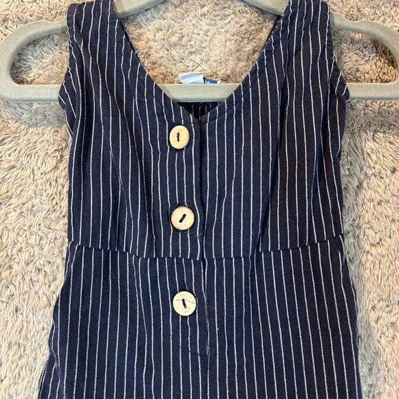 Baileys Blossoms 3-6 Months Baby Girl Blue White Stripe Romper Overalls Jumpsuit - Picture 4 of 9
